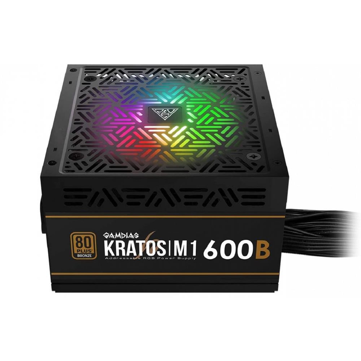 Fonte 600W Gamdias Kratos M1 RGB, 80 Plus Bronze, PFC Ativo, M1-600