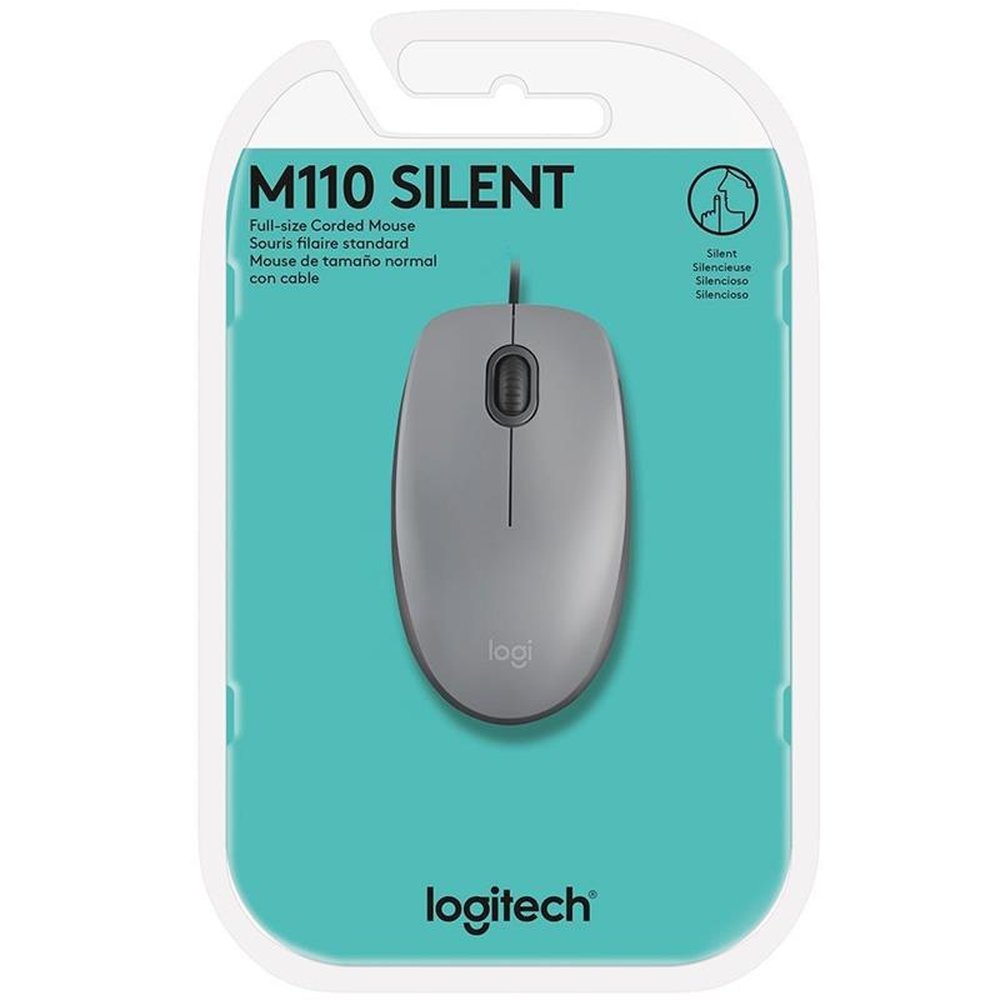 Mouse Com Fio Logitech M110 Silent Cinza