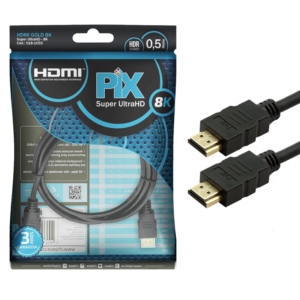 Cabo Hdmi 2.1 - 8k Hdr 19p 0.5m