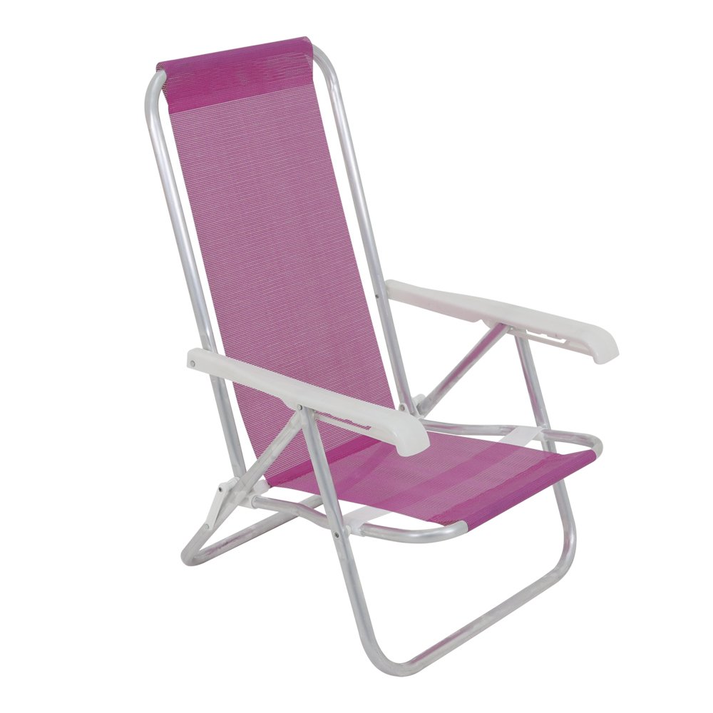 Cadeira Lazy 4 Posições Em Alumínio Rosa Bel