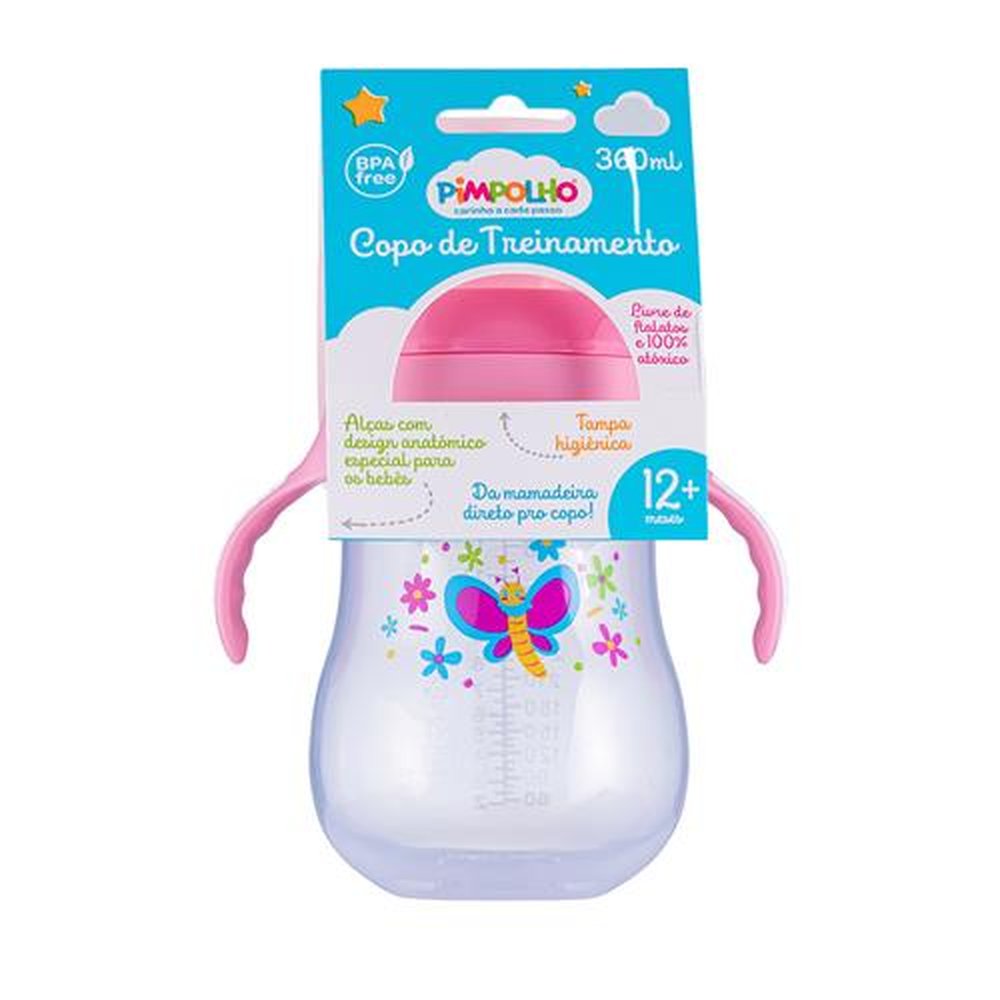 Kit Copo De Treinamento 360 Ml 12 Meses+ Feminino Pimpolho Com 6 Unidades.