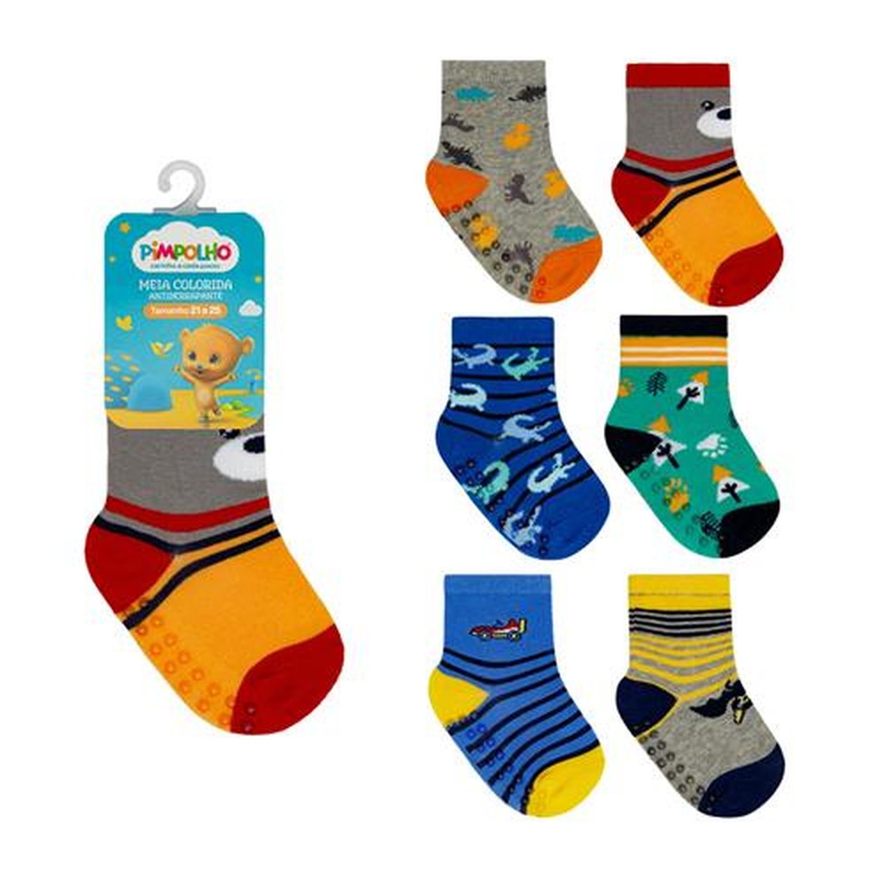 Kit Meia Infantil Colorida 21 - 25 Masculina Pimpolho Com 24 Pares.