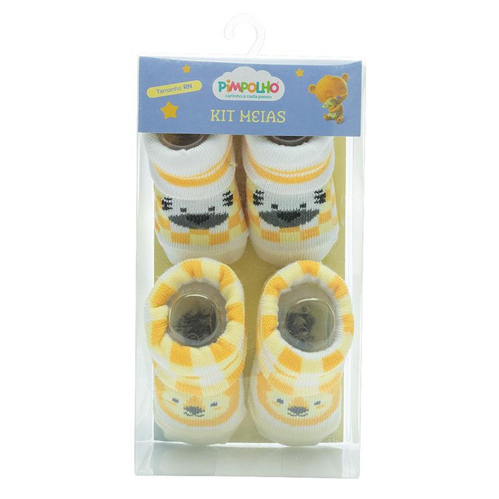 Pack com 12 Kit meia infantil com 2 pares RN unissex Pimpolho