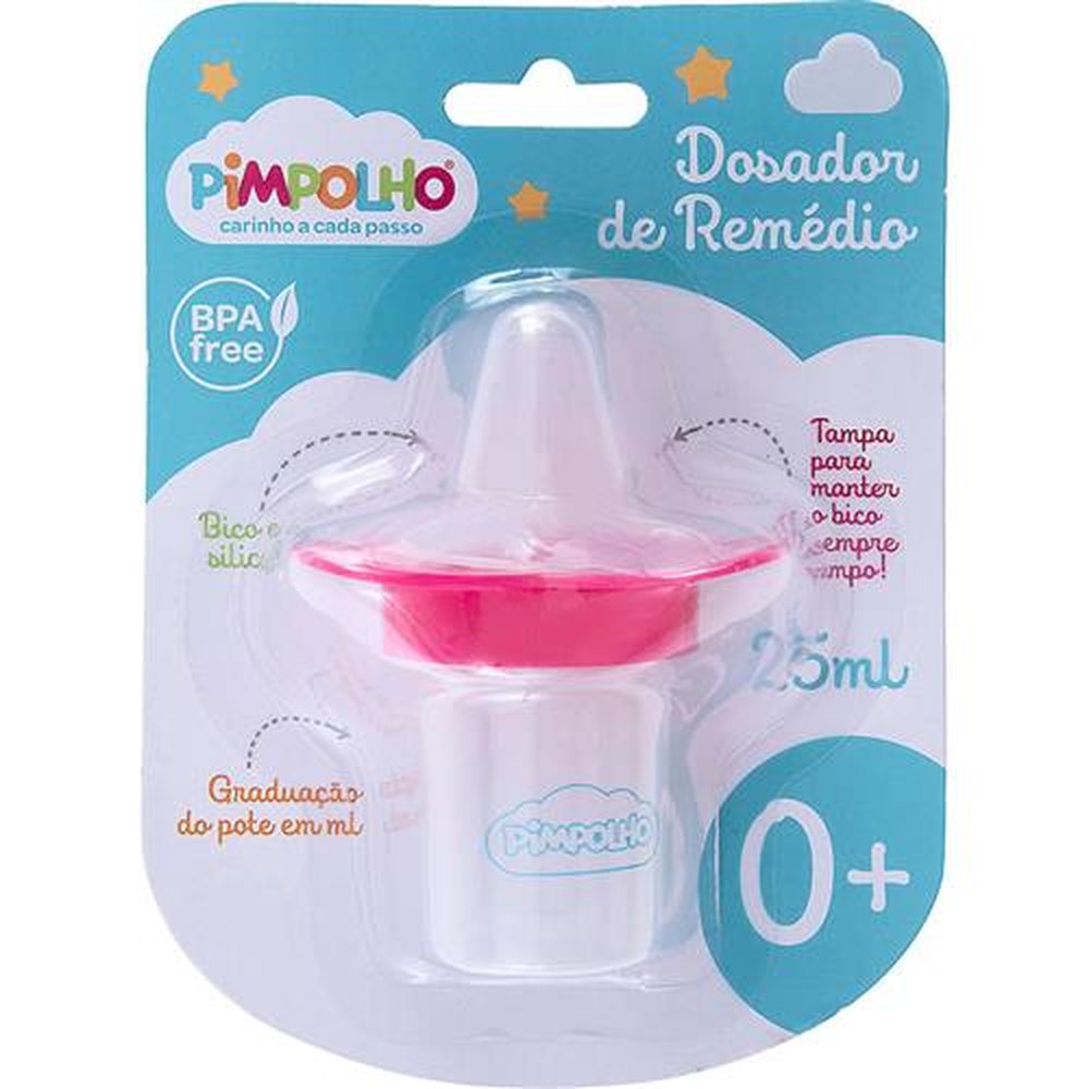 Kit Dosador De Remedio Para Bebe Rosa Pimpolho Com 16 Unidades.