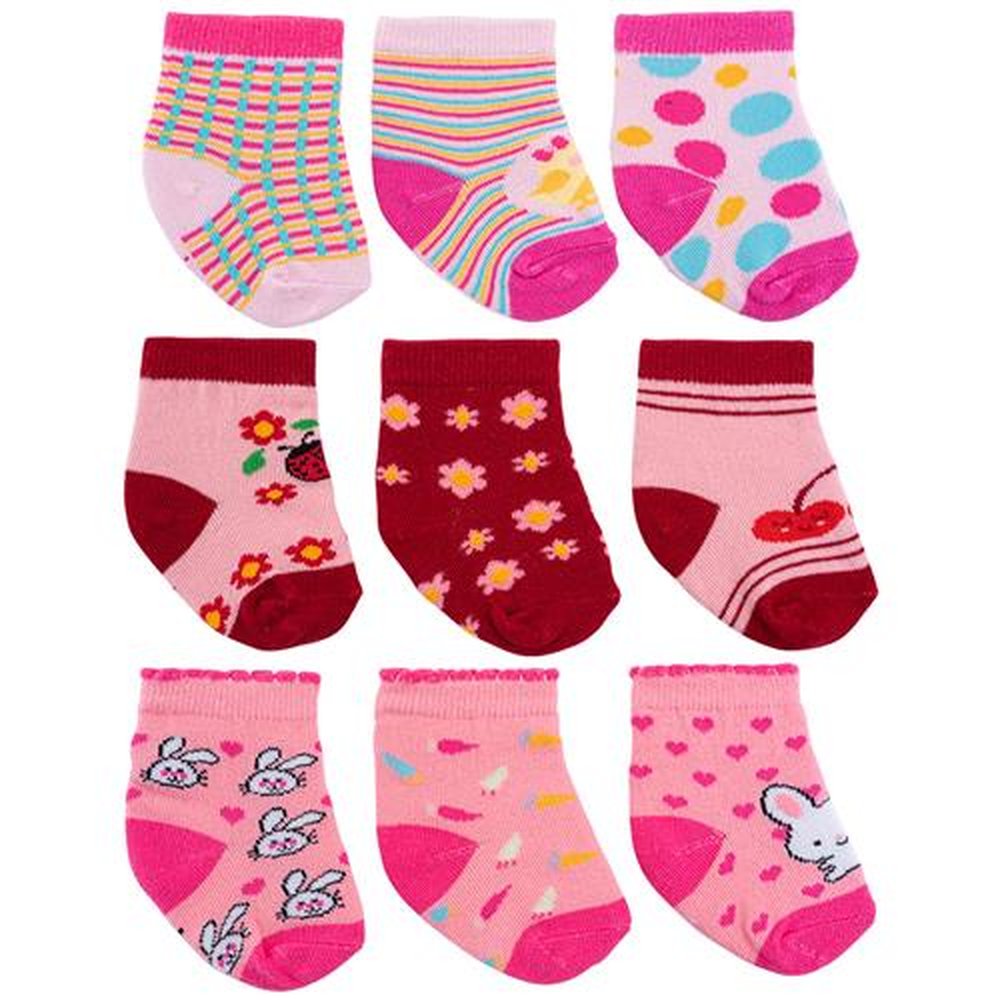 Pack Com 06 Kits Kit Meia Colorida Infantil C/3 Pares Tag 00-15 Feminino Pimpolho