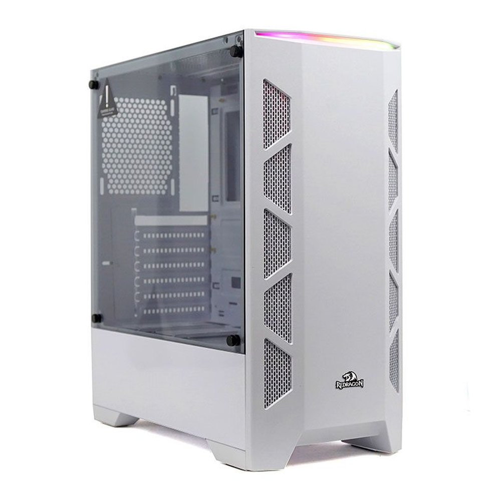 Gabinete Gamer Redragon Starscream Branco Vidro Temp , GC-610W