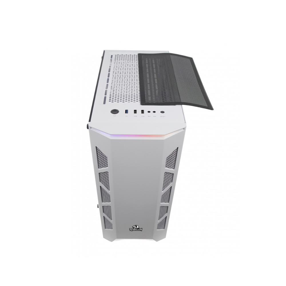 Gabinete Gamer Redragon Starscream Branco Vidro Temp , GC-610W