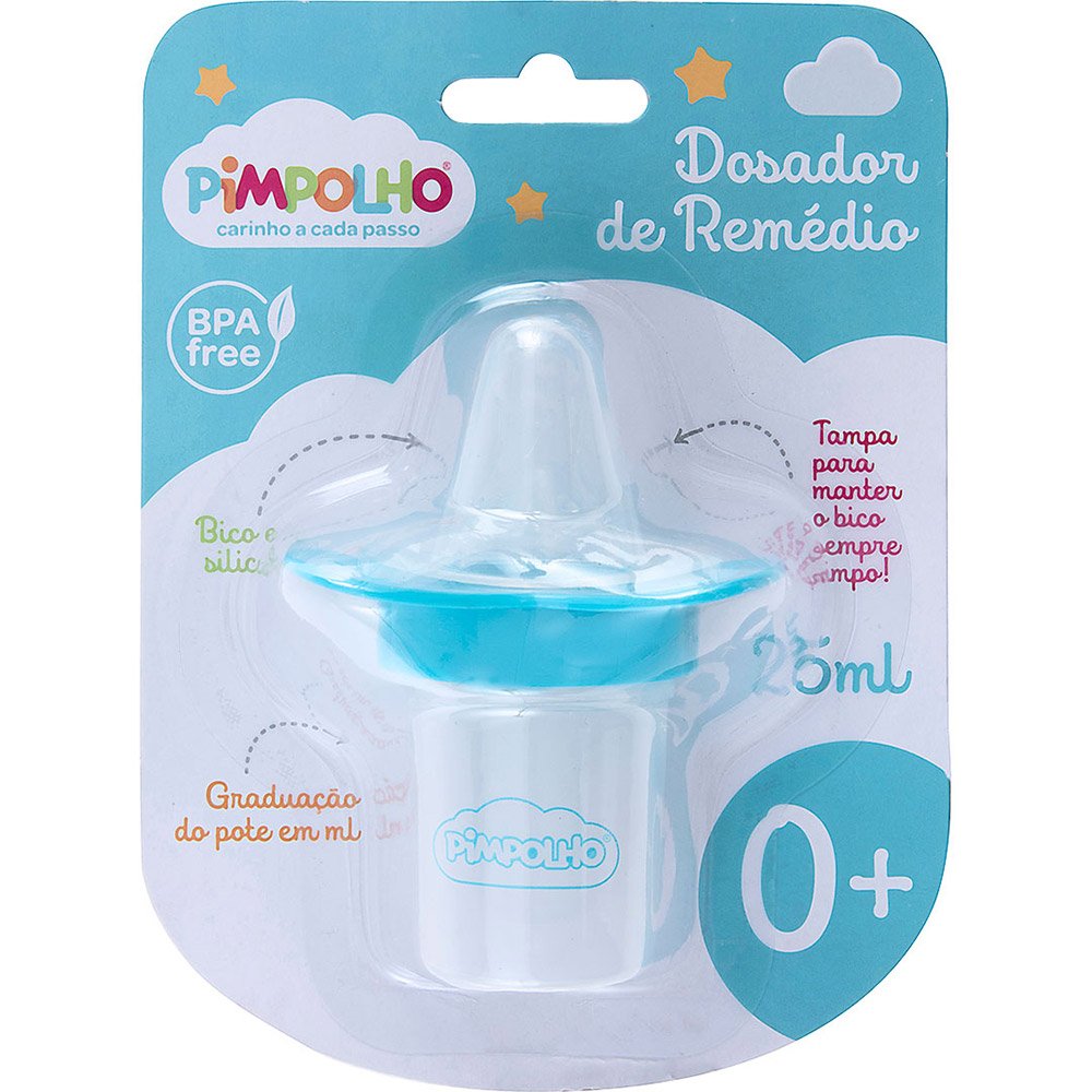 Kit Dosador De Remedio Para Bebe Azul Pimpolho Com 16 Unidades.