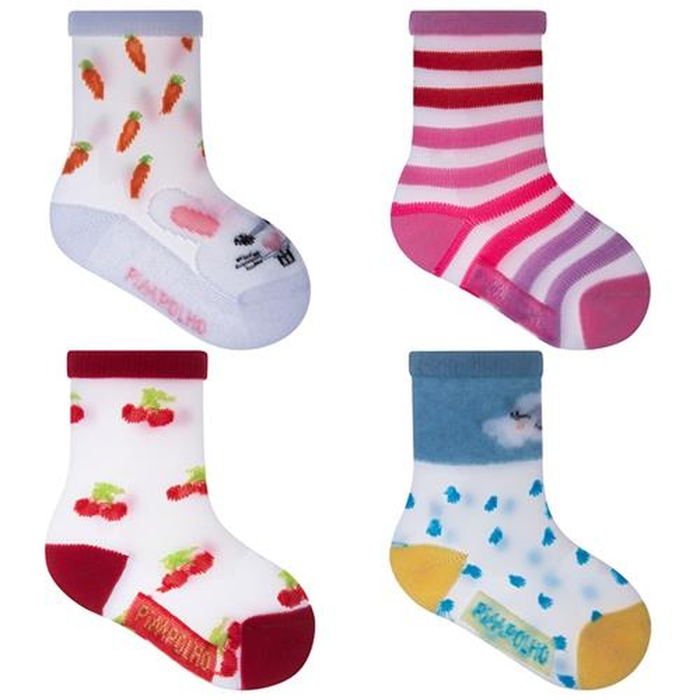 Kit Meia Infantil Transparente 21-25 Feminino Pimpolho Com 12 Pares.