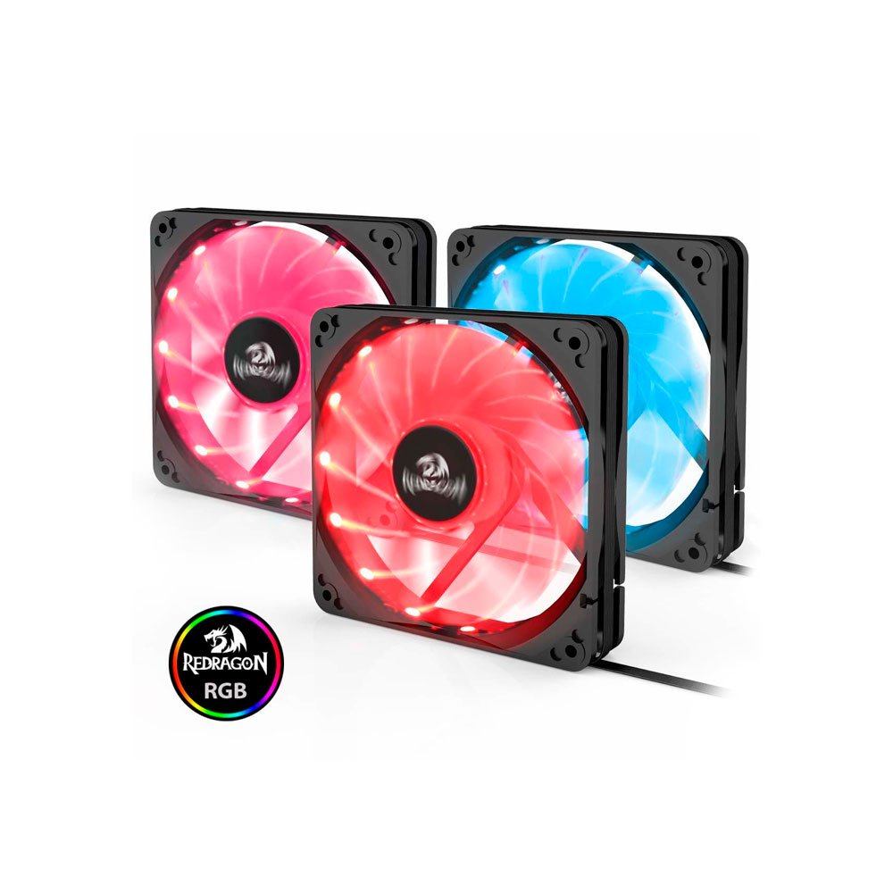 Kit Fan com 3 Unidades Redragon, RGB, 120mm, Com Controladora, GC-F006