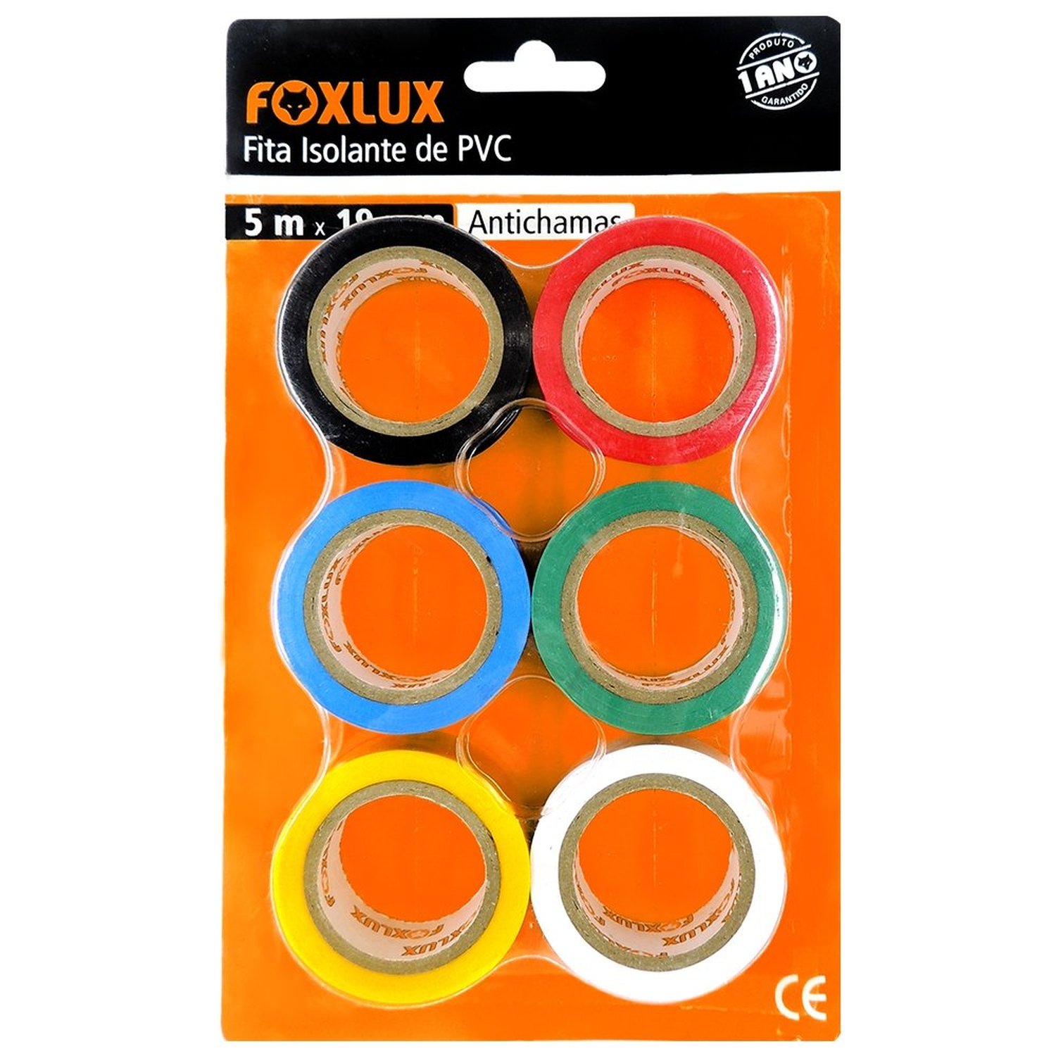 Fita Isolante 6 Cores 05Mx19mm Foxlux