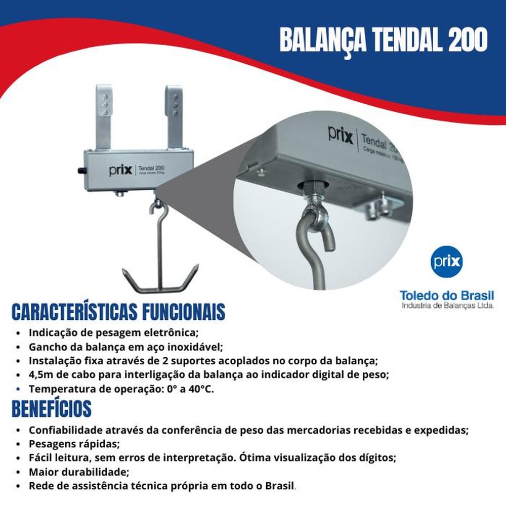Balança de Tendal 200 Toledo Prix 300 Kg
