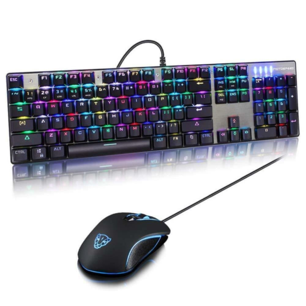 Kit de Teclado e Mouse Gamer Motospeed, RGB Teclado Mecânico e Mouse - CK888
