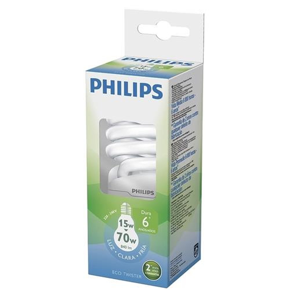 Lâmpada Fluorescente Philips Eco Home Twister 15W 220V 1 un