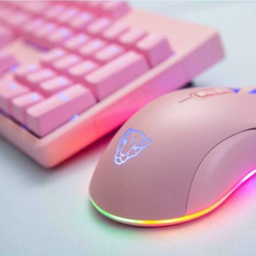 Kit Teclado e Mouse Motospeed Ck700 - Teclado Óptico-mecânico, Led, Ansi + Mouse, Led, Rosa - Fmscb0080rsa