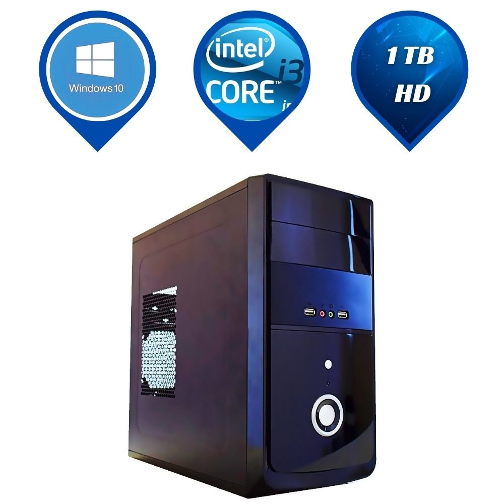 Computador Intel Core i3, 4GB DDR3, 1TB HD e Windows 10 Pro - Everex