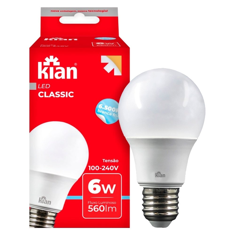 Lâmpada de LED Kian 6W 6.500K Base E27 Bivolt  560 Lúmens Branca