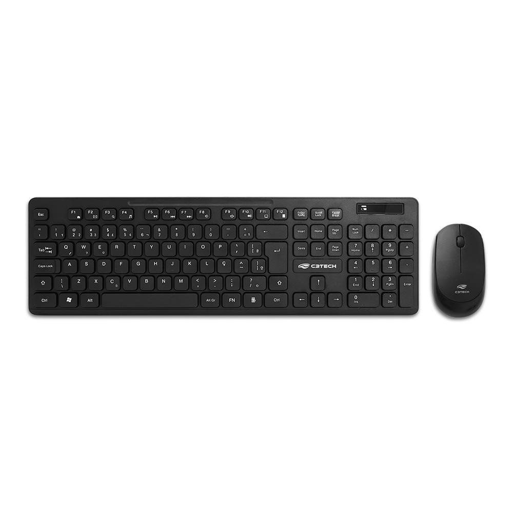 Kit Mouse E Teclado C3plus Sem Fio Usb Pto - K-W20bk