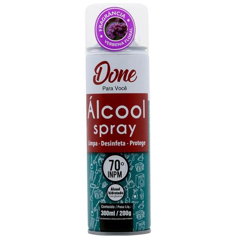 Álcool Spray 70&deg; INPM 300ml / 200g com fragrância Verbena Floral - DONE