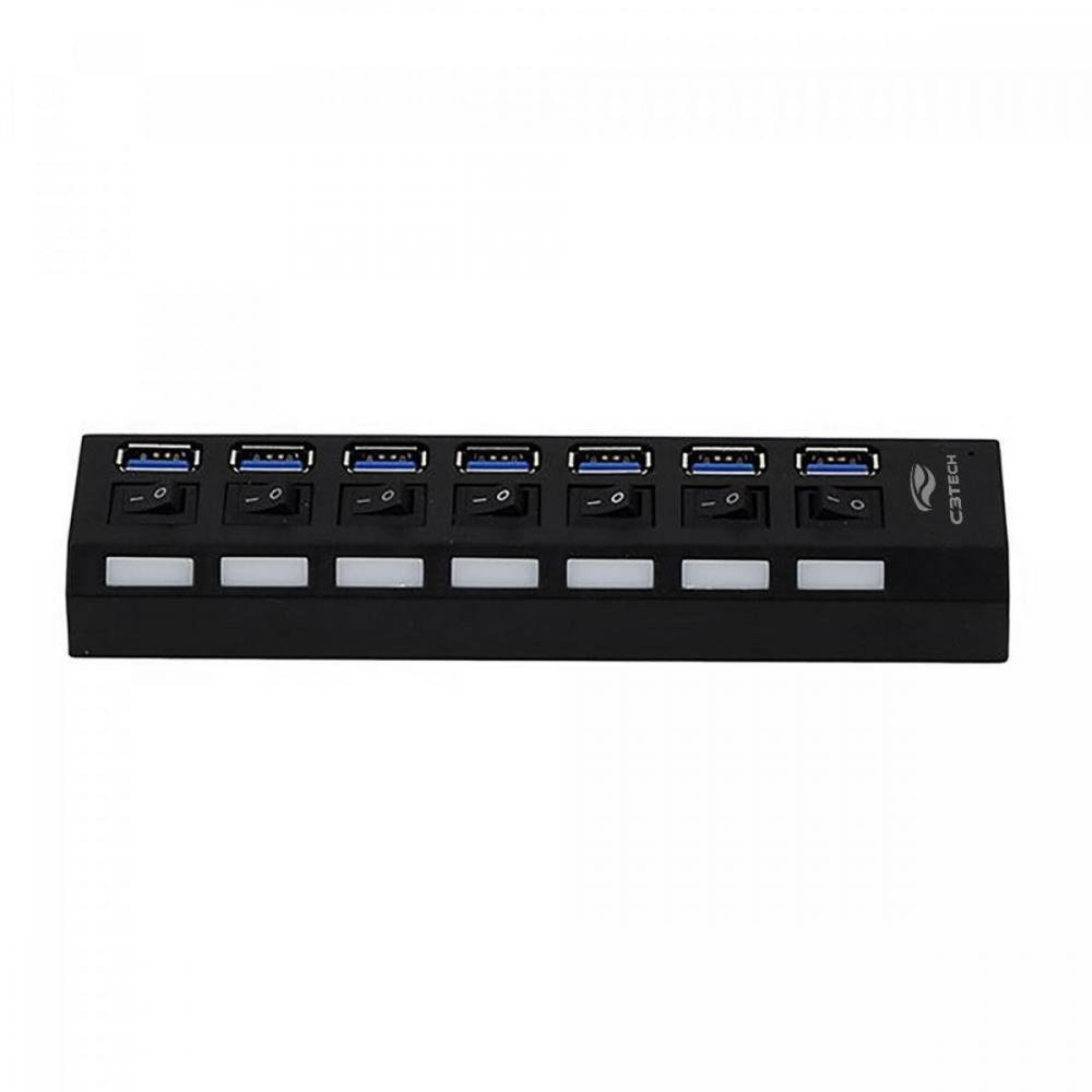 Hub Usb 3.0 C3tech 7 Portas C/chave Hu-s370bk Preto