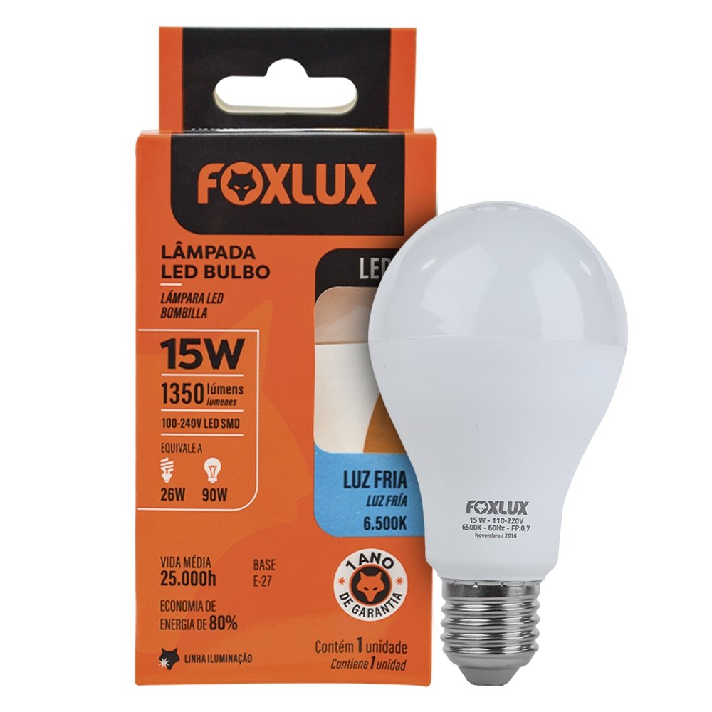 Lâmpada LED Foxlux Bulbo 15W 6500K E27