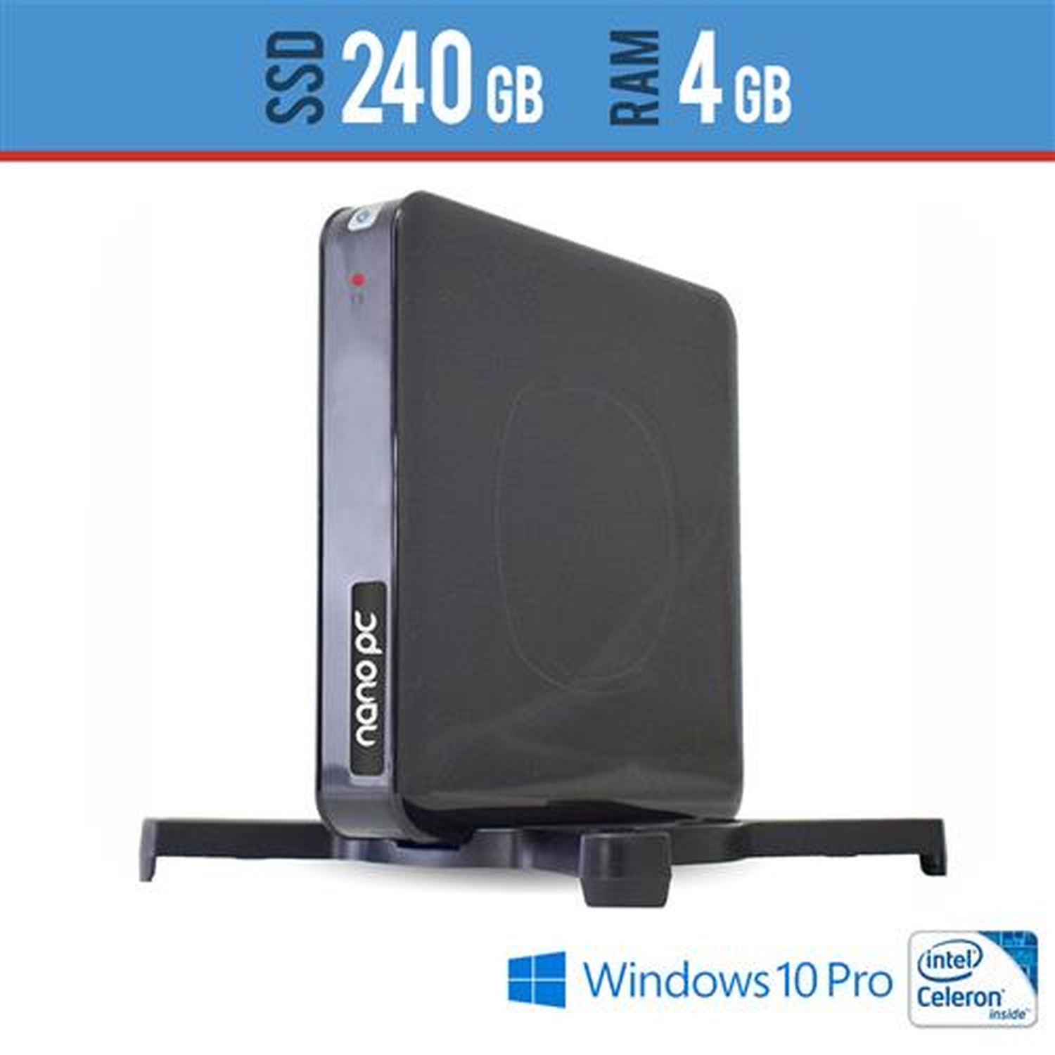 Mini PC intel NANO Celeron 4GB SD 240GB Windows Pro c Wi Fi