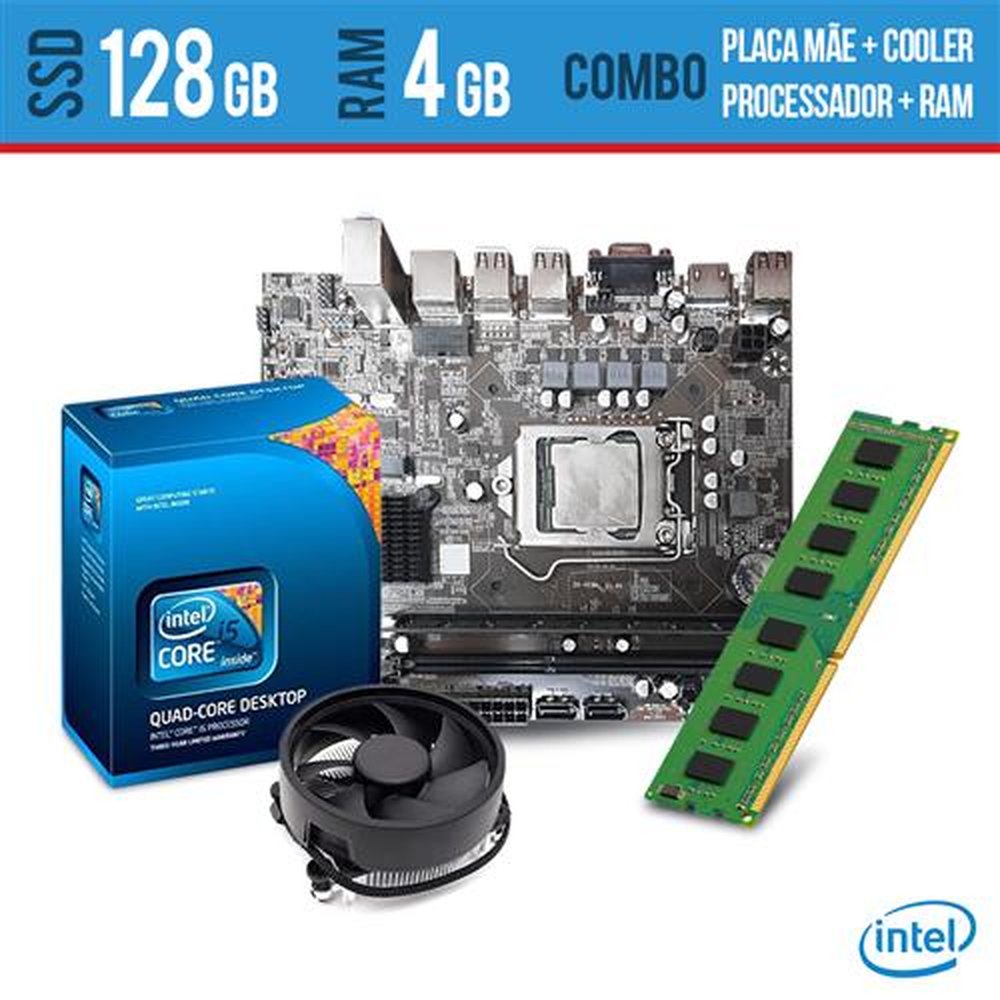 Combo Placa Mae com Processador I5 Memoria 4Gb + SSD 128 +Cooler