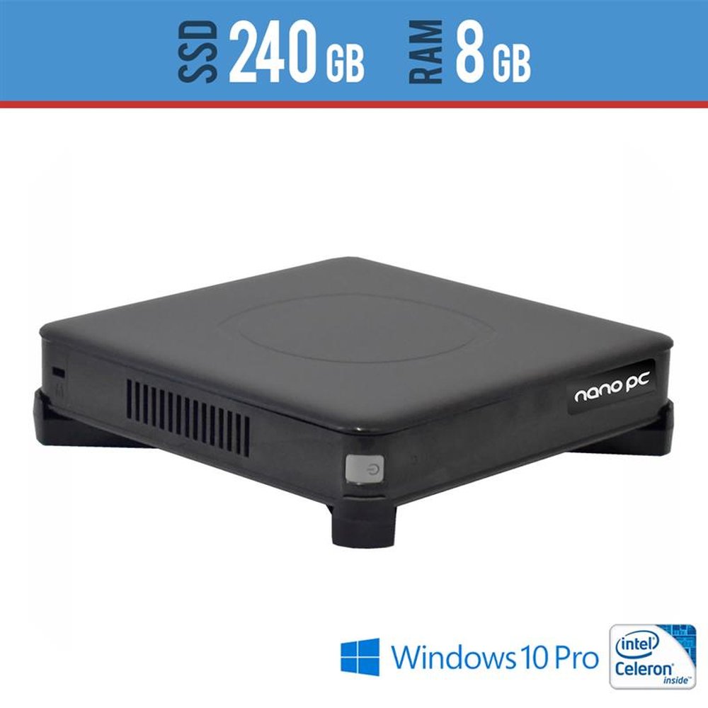 Mini PC intel NANO Celeron 8GB SD240GB Windows Pro c Wi Fi