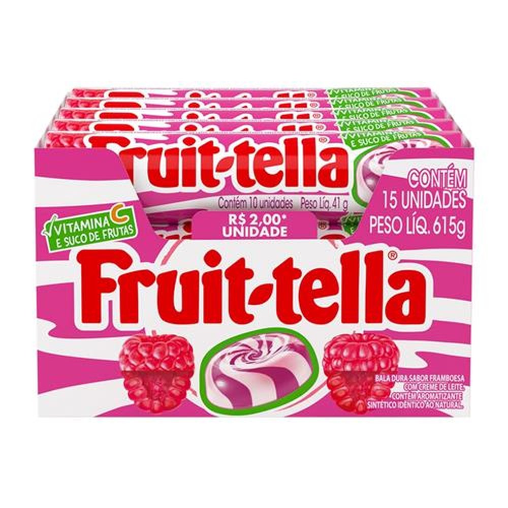Bala Fruittella Swirl Framboesa Vitamina C 41g Embalagem com 15 Unidades