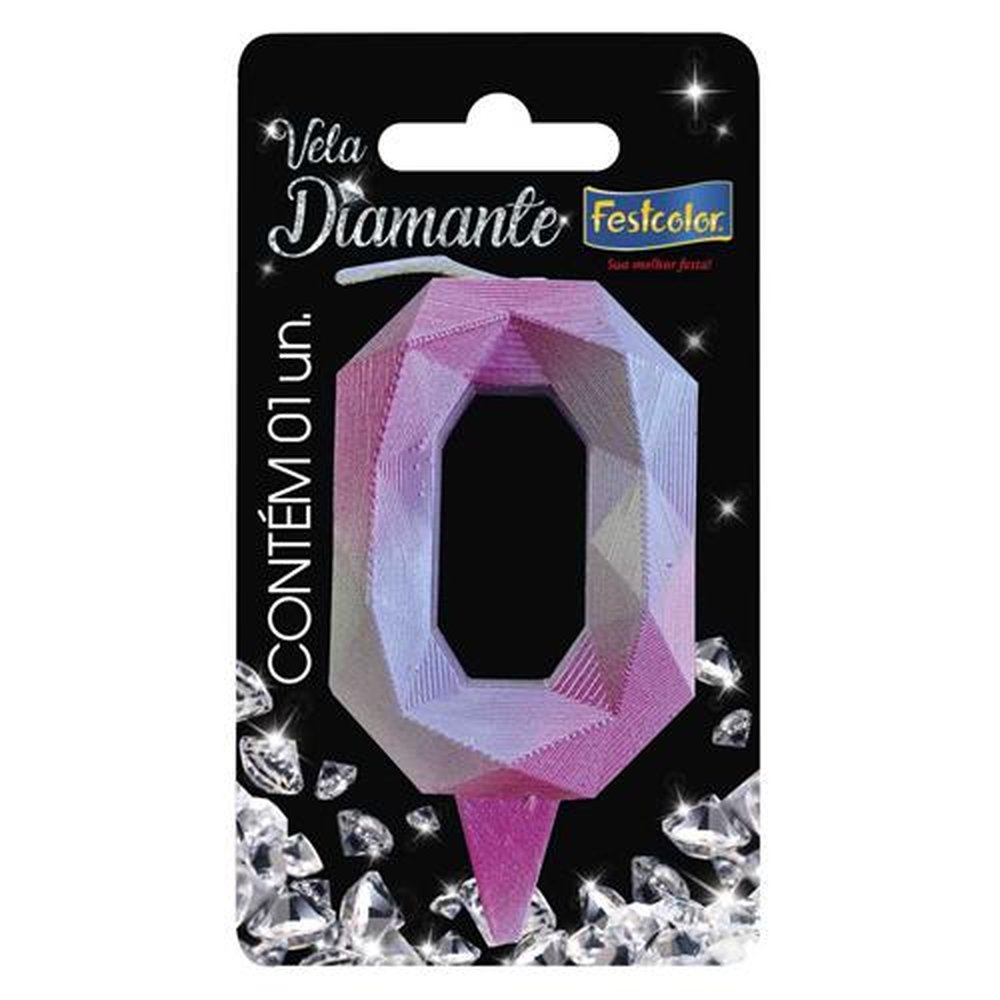 Vela Diamante Rosa Prateada N 0