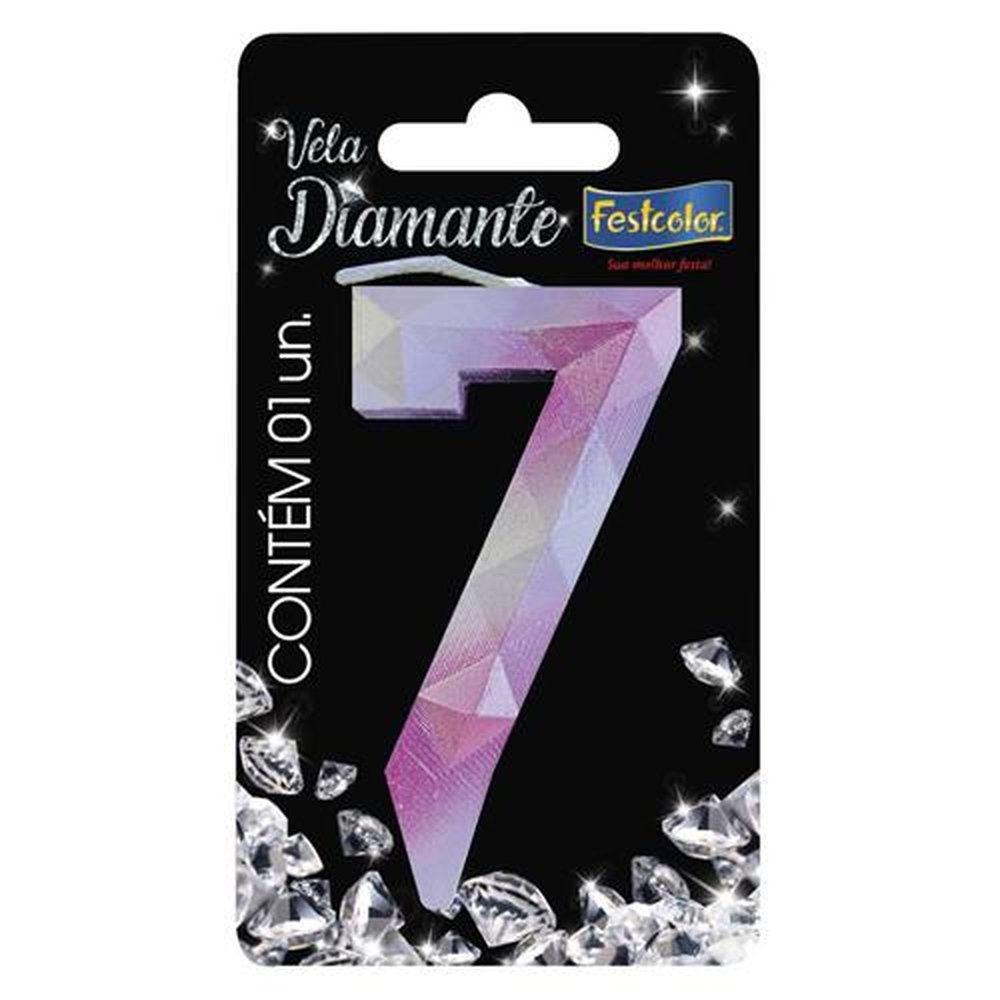 Vela Diamante Rosa Prateada N 7