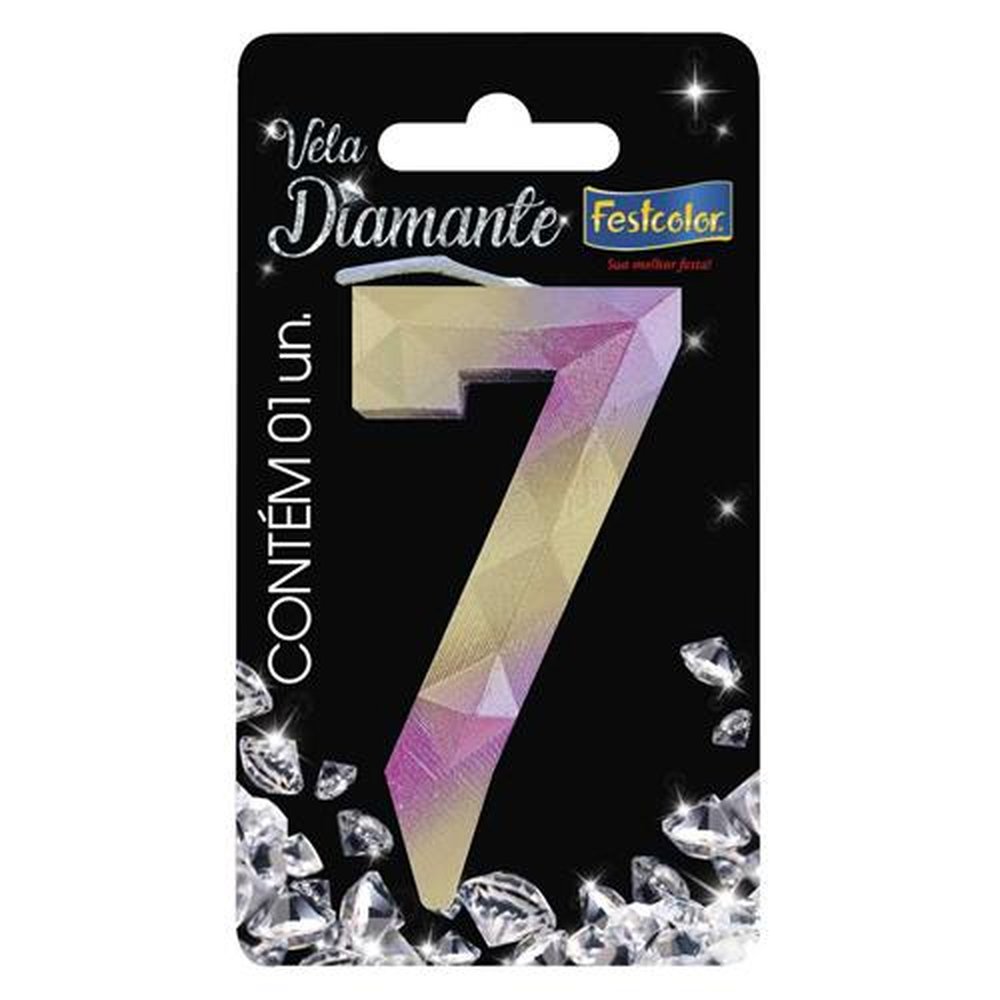 Vela Diamante Rosa Dourada N 7