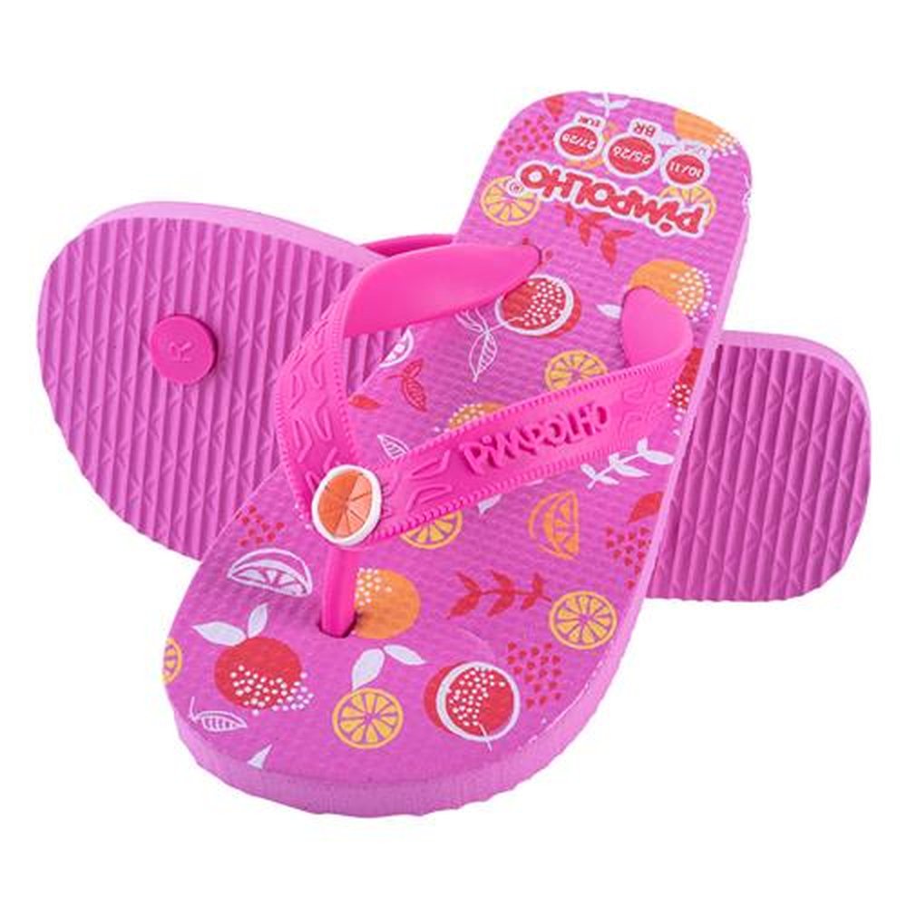 Kit Sandalia praiana infantil kids 24-32 rosa frutas feminino Pimpolho com 12 pares - Numeração 24 a 32