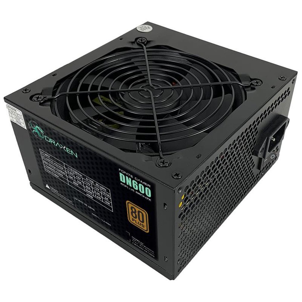 Fonte ATX 600W 80 Plus Bronze PFC Ativo DN600 DRAXEN