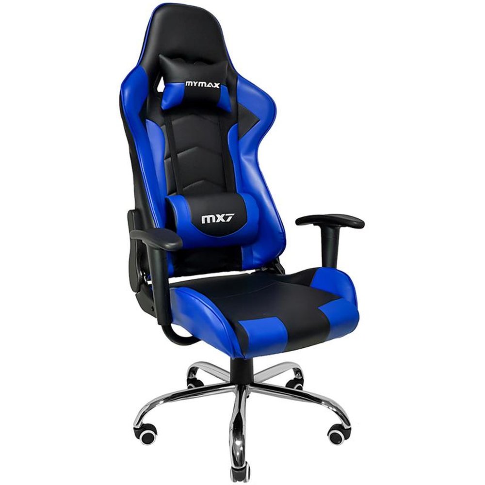 Cadeira Gamer MX7 Giratória Preto e Azul - Mymax