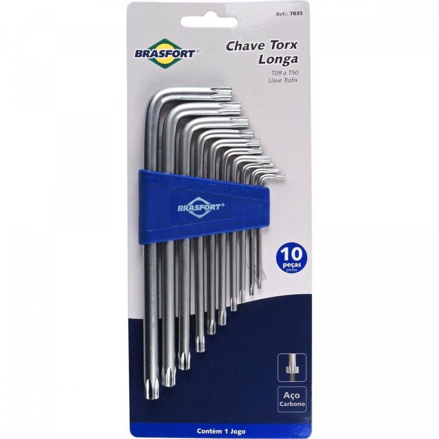 Kit Chaves Hexalobular Extra Longa T10 á T50 com 9 peças Brasfort