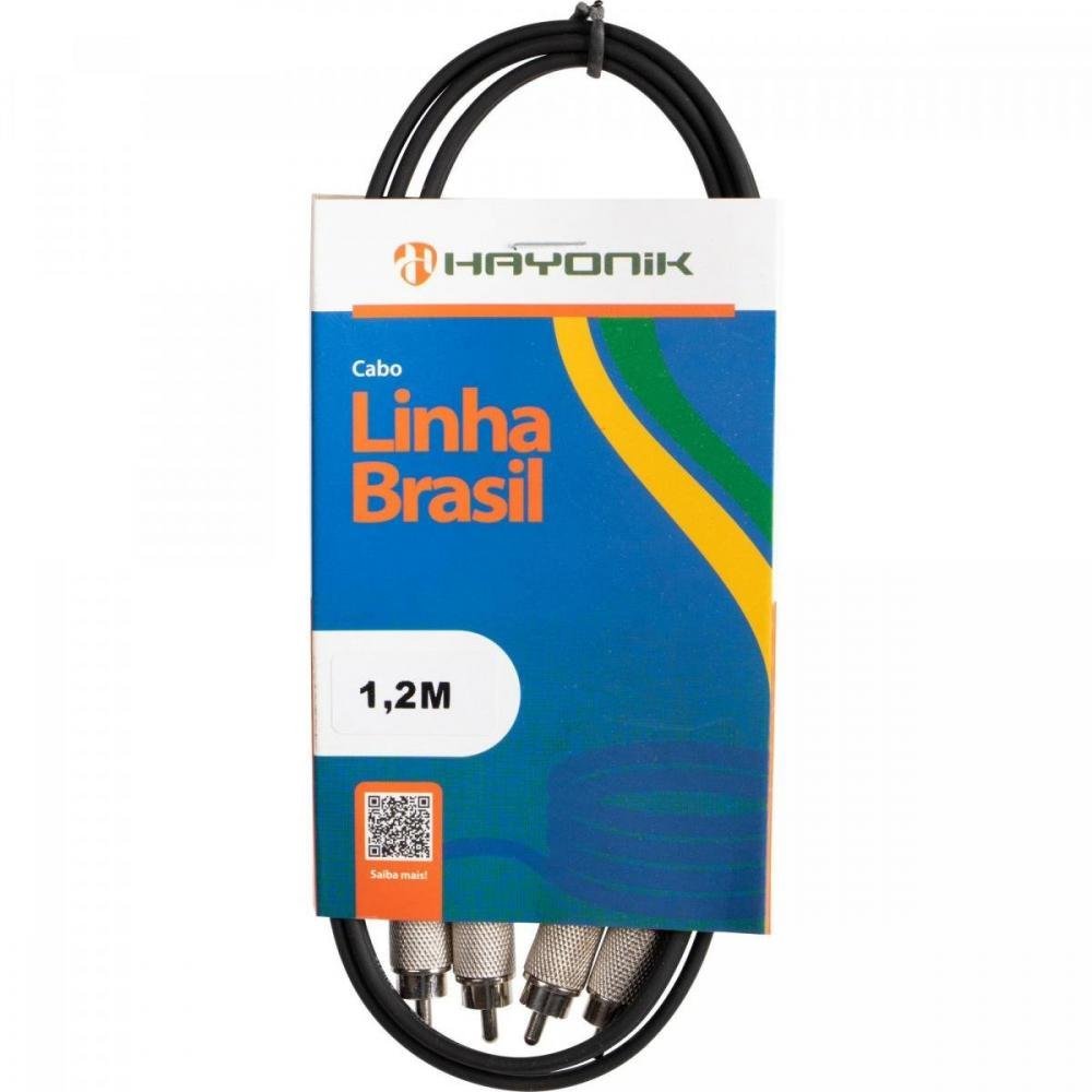Cabo de Áudio Linha BRASIL 2RCA2 1,2 Metros Preto HAYONIK
