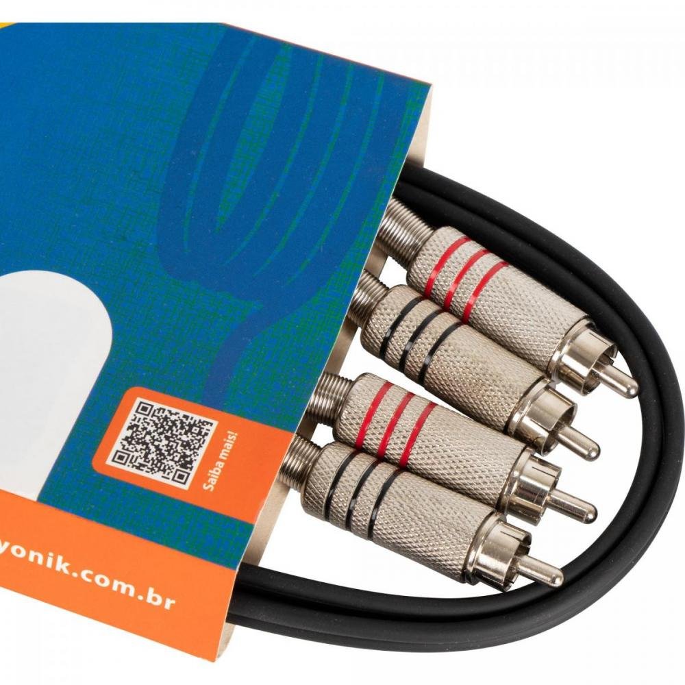 Cabo de Áudio Linha BRASIL 2RCA2 1,2 Metros Preto HAYONIK