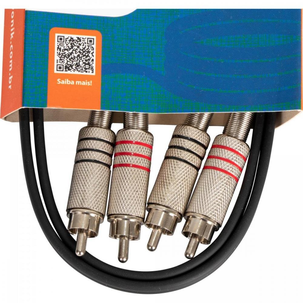 Cabo de Áudio Linha BRASIL 2RCA2 1,2 Metros Preto HAYONIK