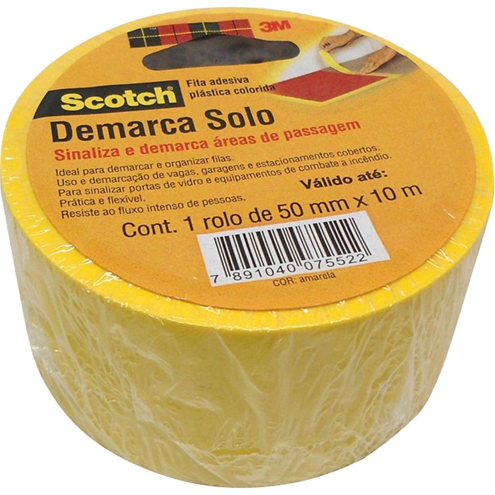 Fita Demarca Solo 50mm x 10m Amarela 3M