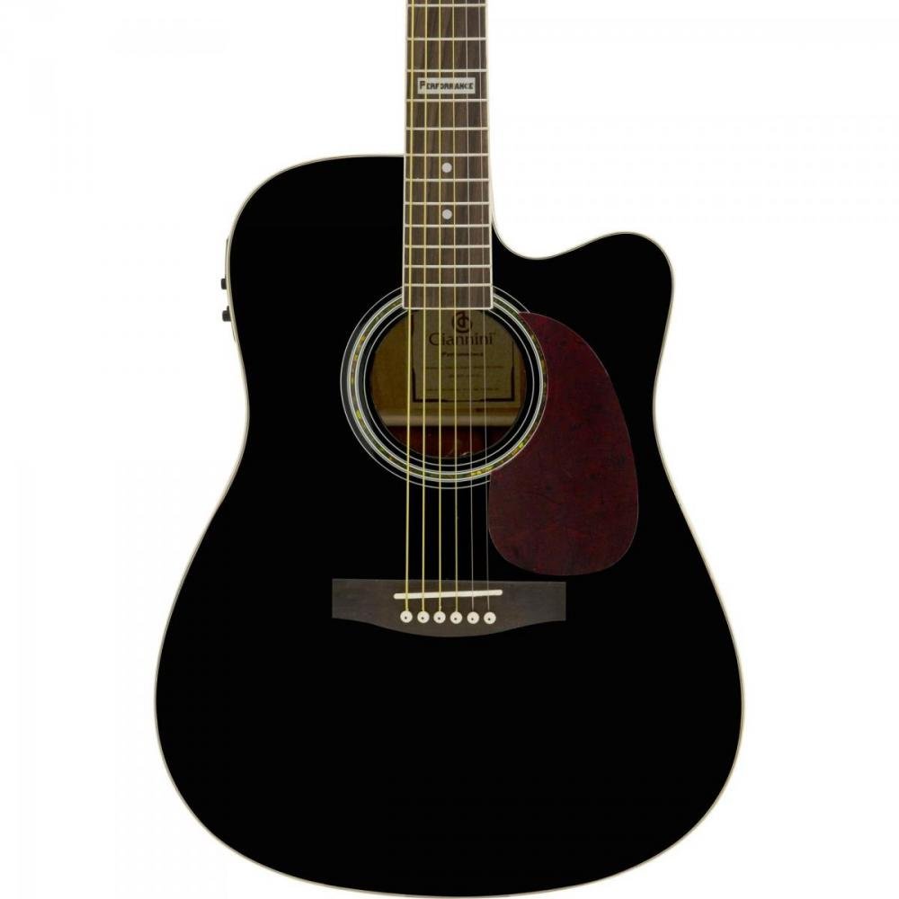 Violão Eletroacústico Dreadnought Folk Cutaway Aço Gf1d Preto Giannini
