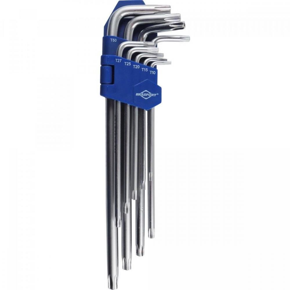 Kit Chaves Hexalobular Longas T10 á T40 com 9 peças Brasfort