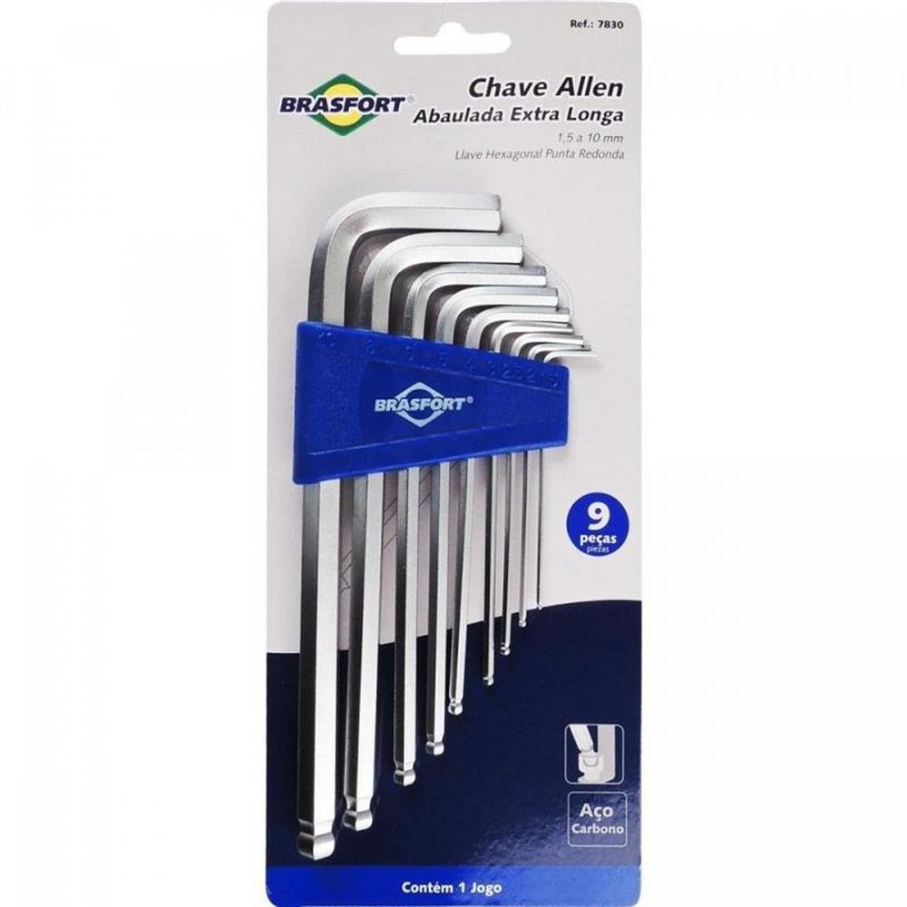 Kit Chaves Hexagonais Abaula Longa 1.5 A 6MM com 9 peças Brasfort