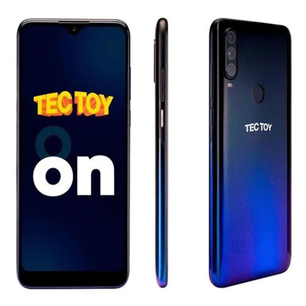 Smartphone TecToy On 128GB Azul 4GB RAM Tela 6,22 Câm. Tripla Selfie 8MP + Fone Bluetooth - TecToy
