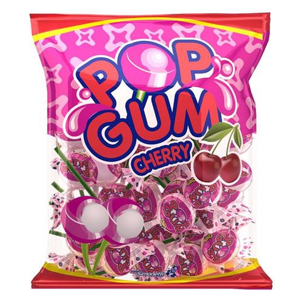 Pirulito Pop Gum Cherry 500g (caixa com 18 pacotes)