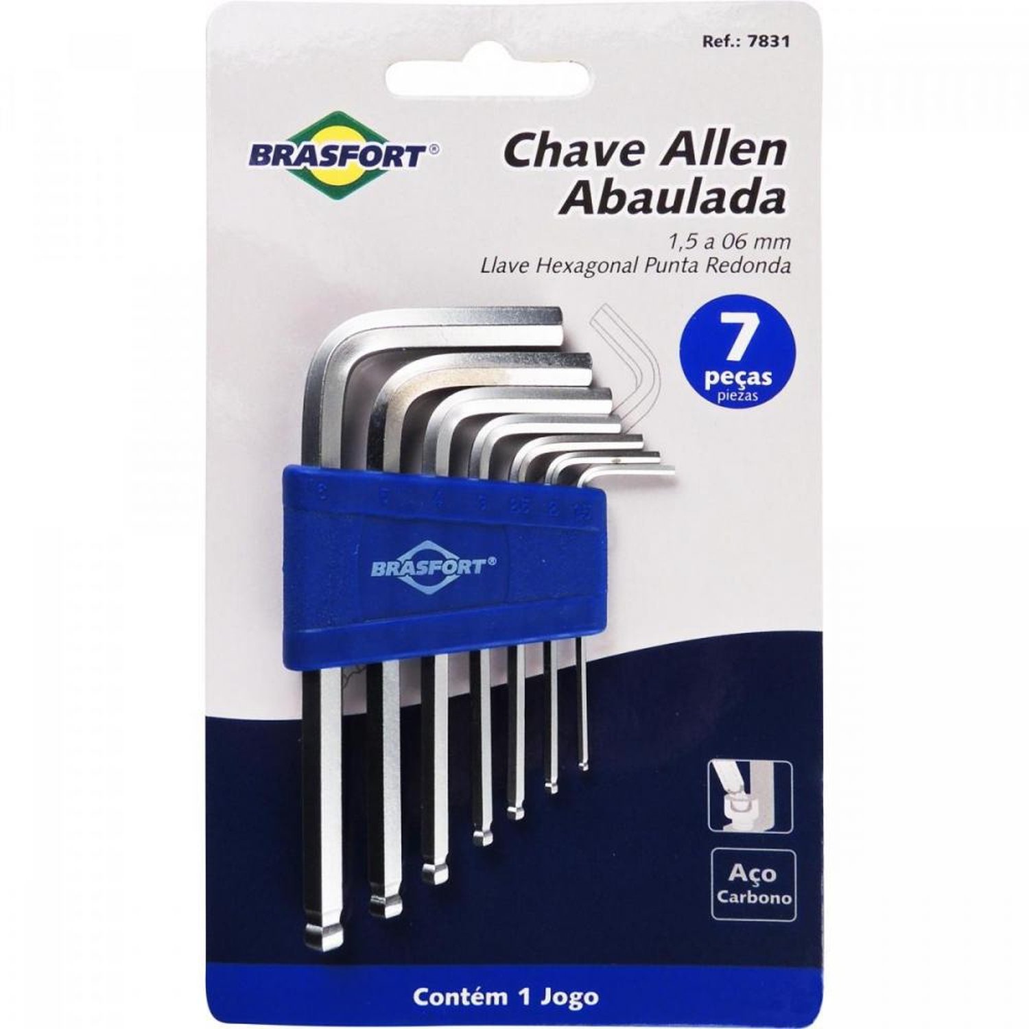 Kit Chaves Hexagonais Abaúla 1.5 á 6mm com 7 peças Brasfort