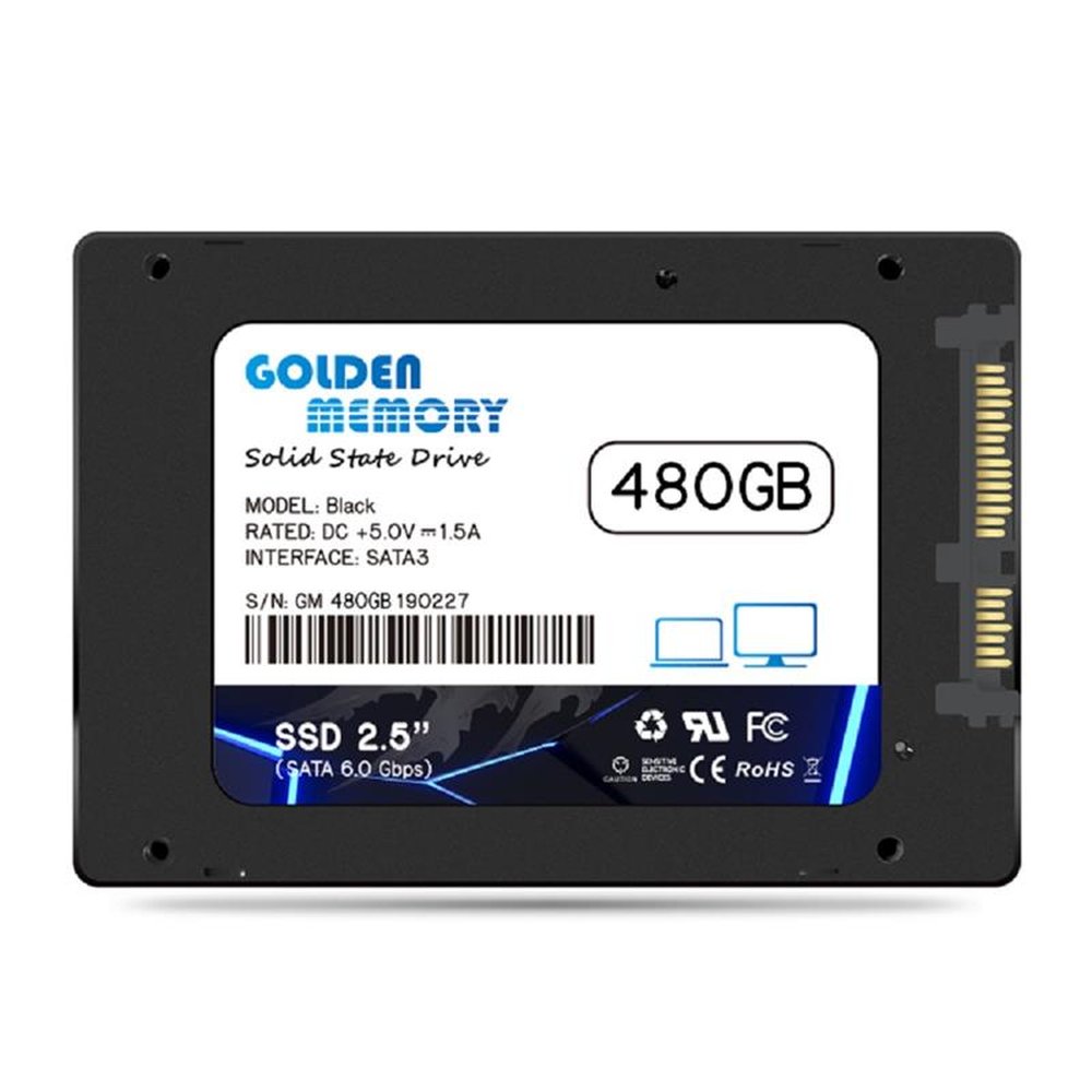 SSD 480GB Golden Memory 2.5¿ Sata III 500mb/s Leitura e 300mb/s Gravação