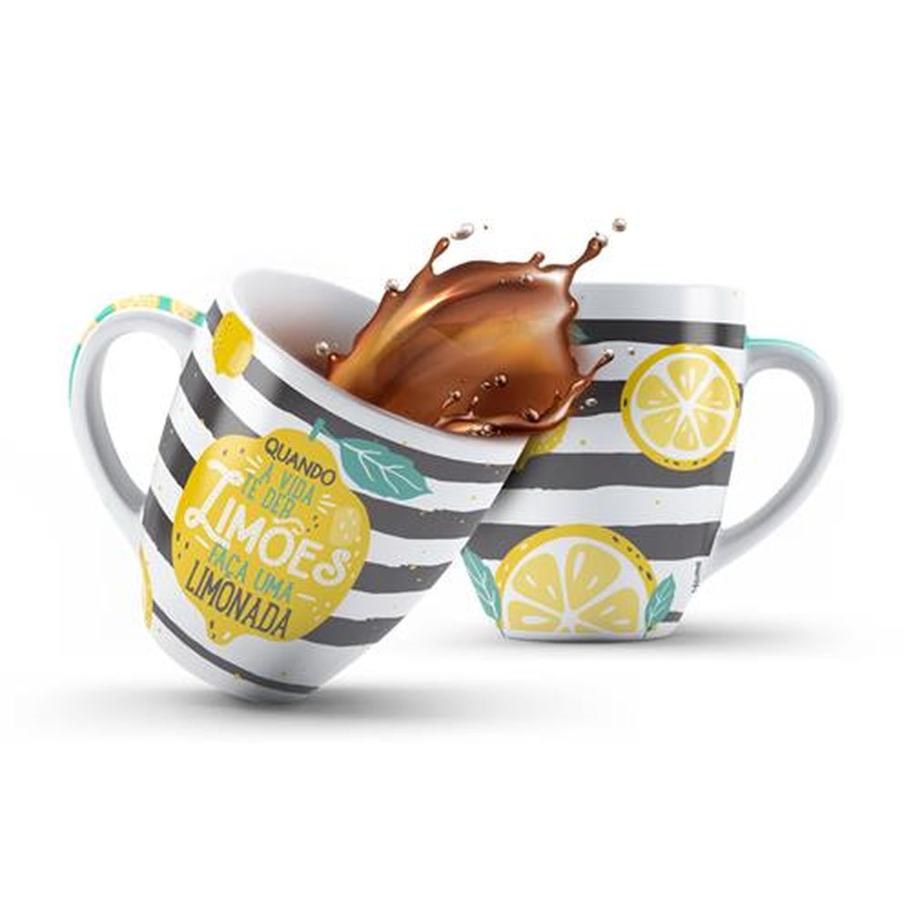 Caneca de Porcelana Limões 440ml Up Home - UD251
