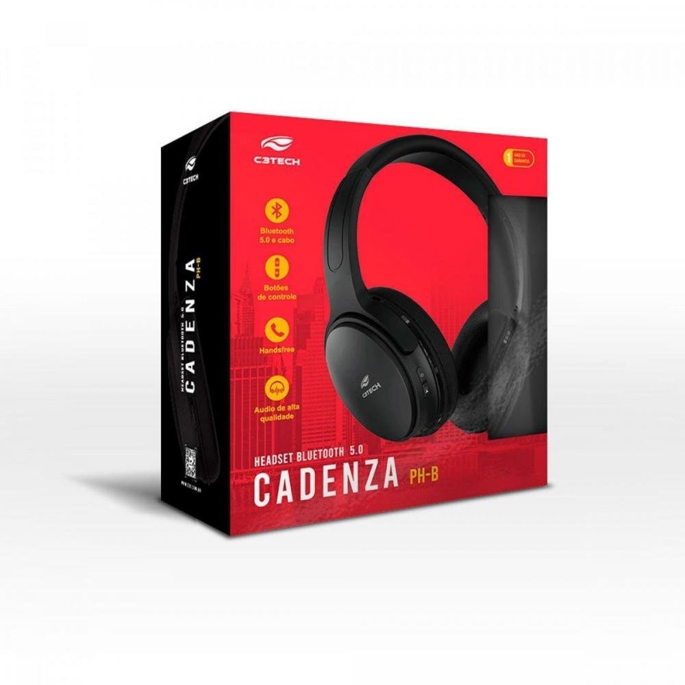 Fone De Ouvido C3tech Ph-b500bk Cadenza Bluetooth 5.0 Preto