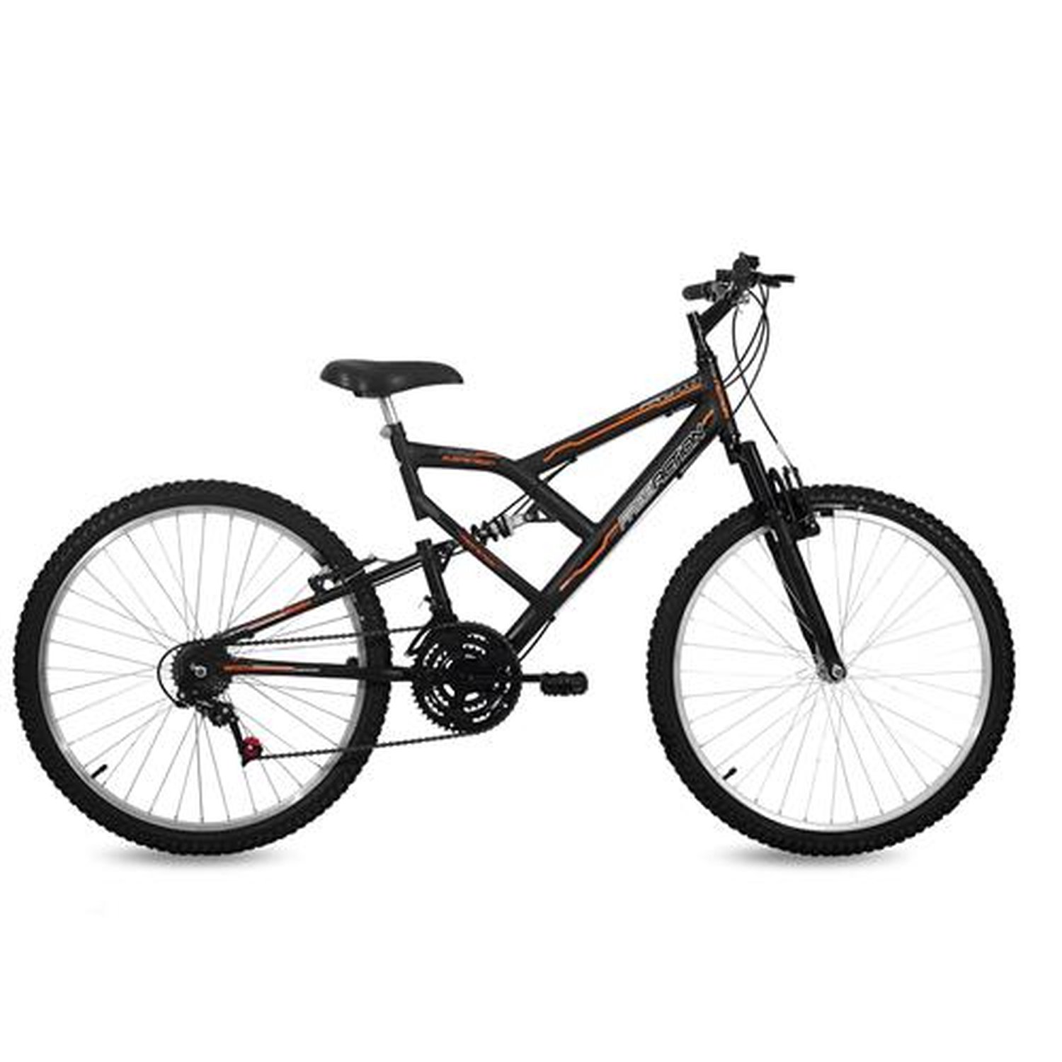 Bicicleta com Suspensão dianteira e traseira Aro 26 Full 18 Velocidades Masculina Preto Fosco